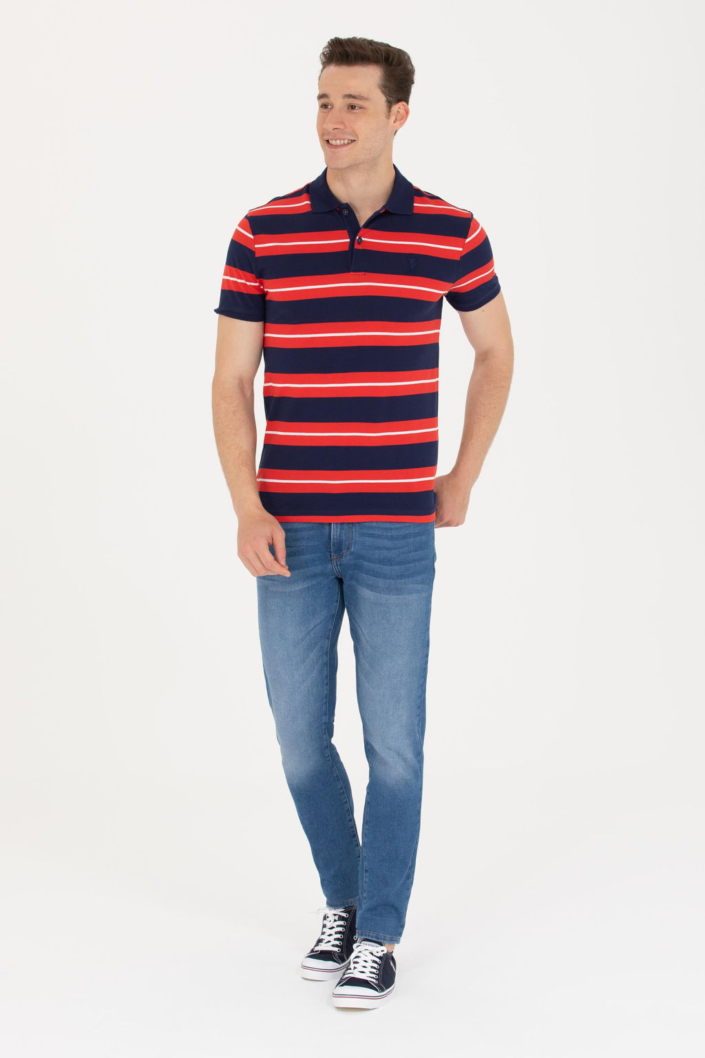 U. S. Polo Assn Мужская темно-синяя футболка с воротником-поло - U.s. polo assn фото 4