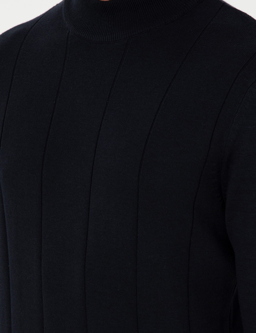 Lacivert Slim Fit Yar_m Bal_k__ Yaka Triko Kazak