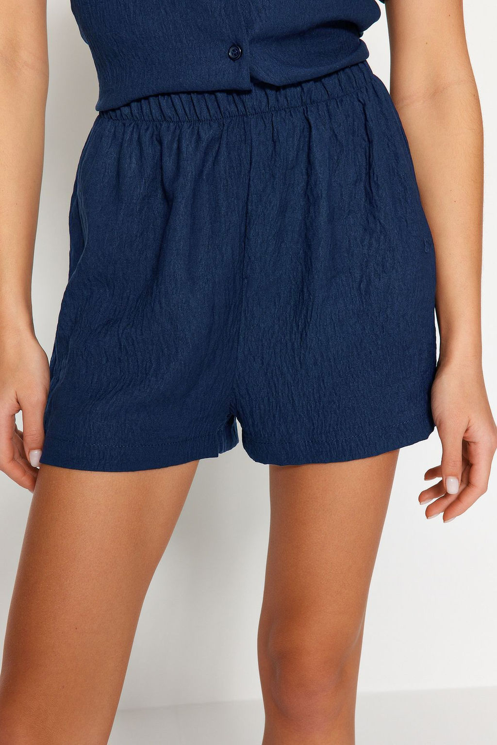 Trendyolmilla Ind?go Nak?sl? Sortlu Dokuma Pijama Tak?m? THMSS23PT00079 фото 23