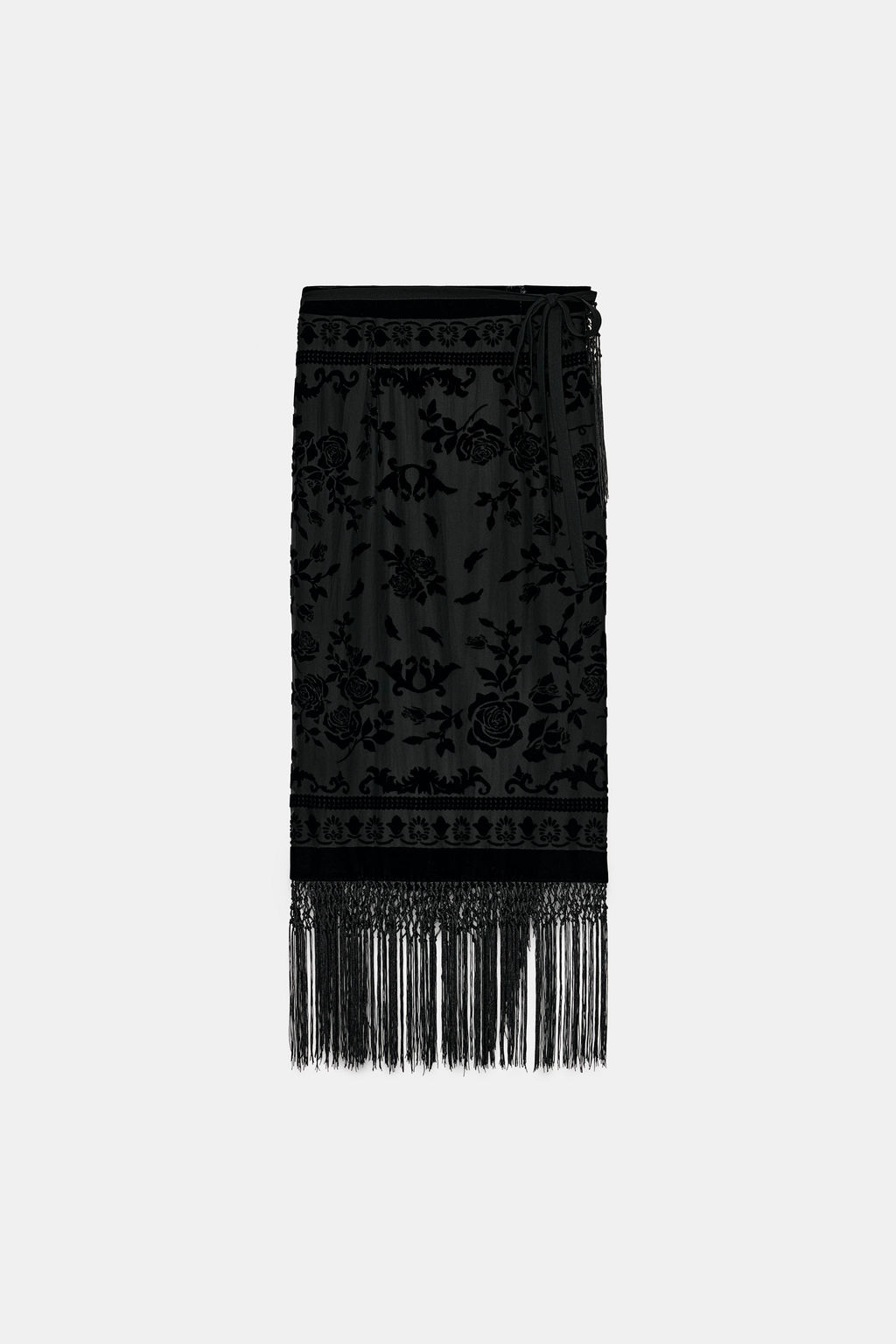 ZW COLLECTION LIMITED EDITION VELVET FRINGED SKIRT - Zara фото 4