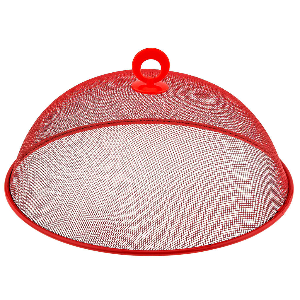 Крышка-сетка для защиты от насекомых металлическая, окрашенная д30см h11,5см, пластмассовая ручка, цвета в ассортименте: синий; зеленый; красный (Китай) - Домашняя мода фото 4