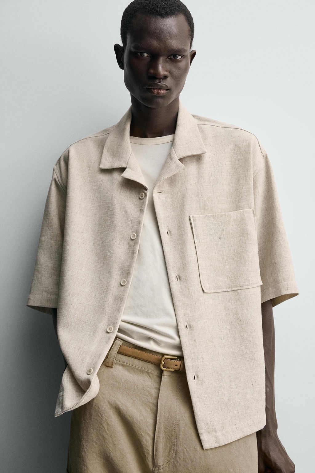 CAMISA BOXY FIT ESTRUCTURA / Beige claro - Zara фото 5