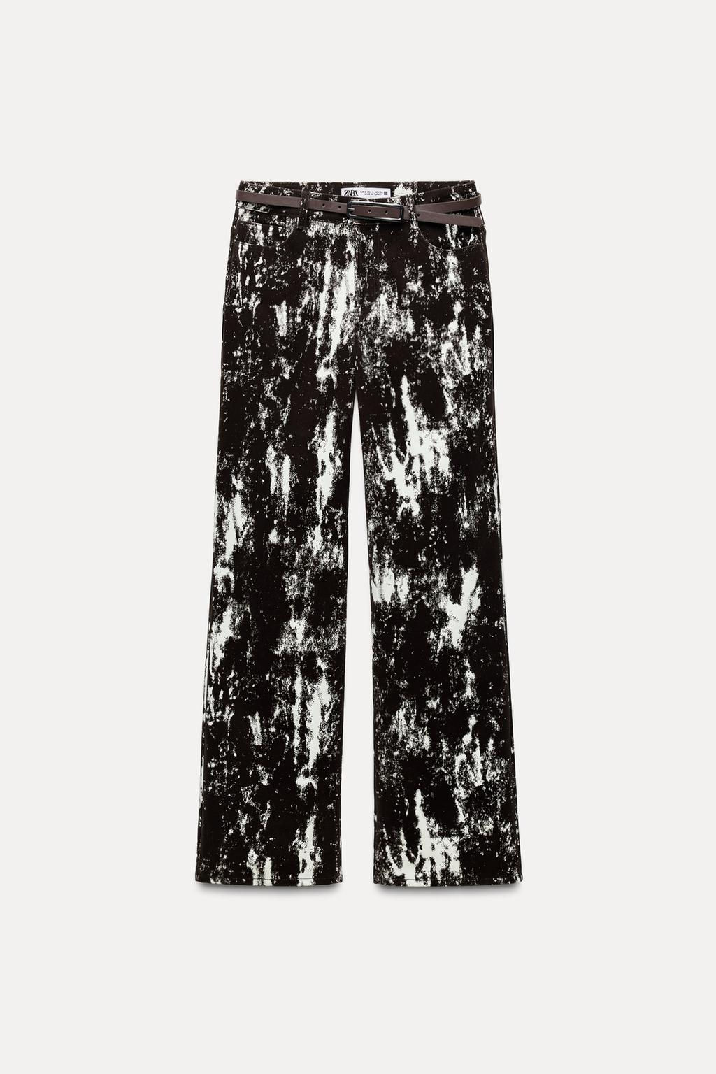 Z1975 HIGH-WAIST FLOCKED ANIMAL PRINT BELTED JEANS - Zara фото 3