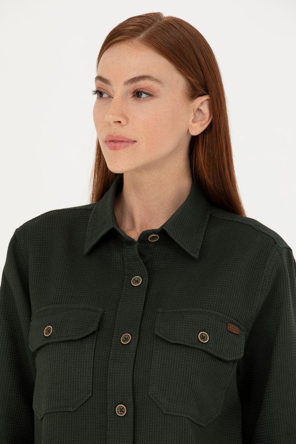 Женская рубашка цвета хаки с длинным рукавом - U.s. polo assn фото 16