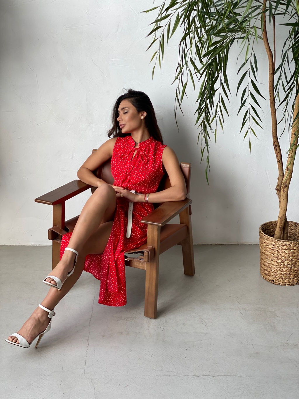 Платье, как из к/ф Красотка, красное в хаотичный горошек - Martichelli фото 27