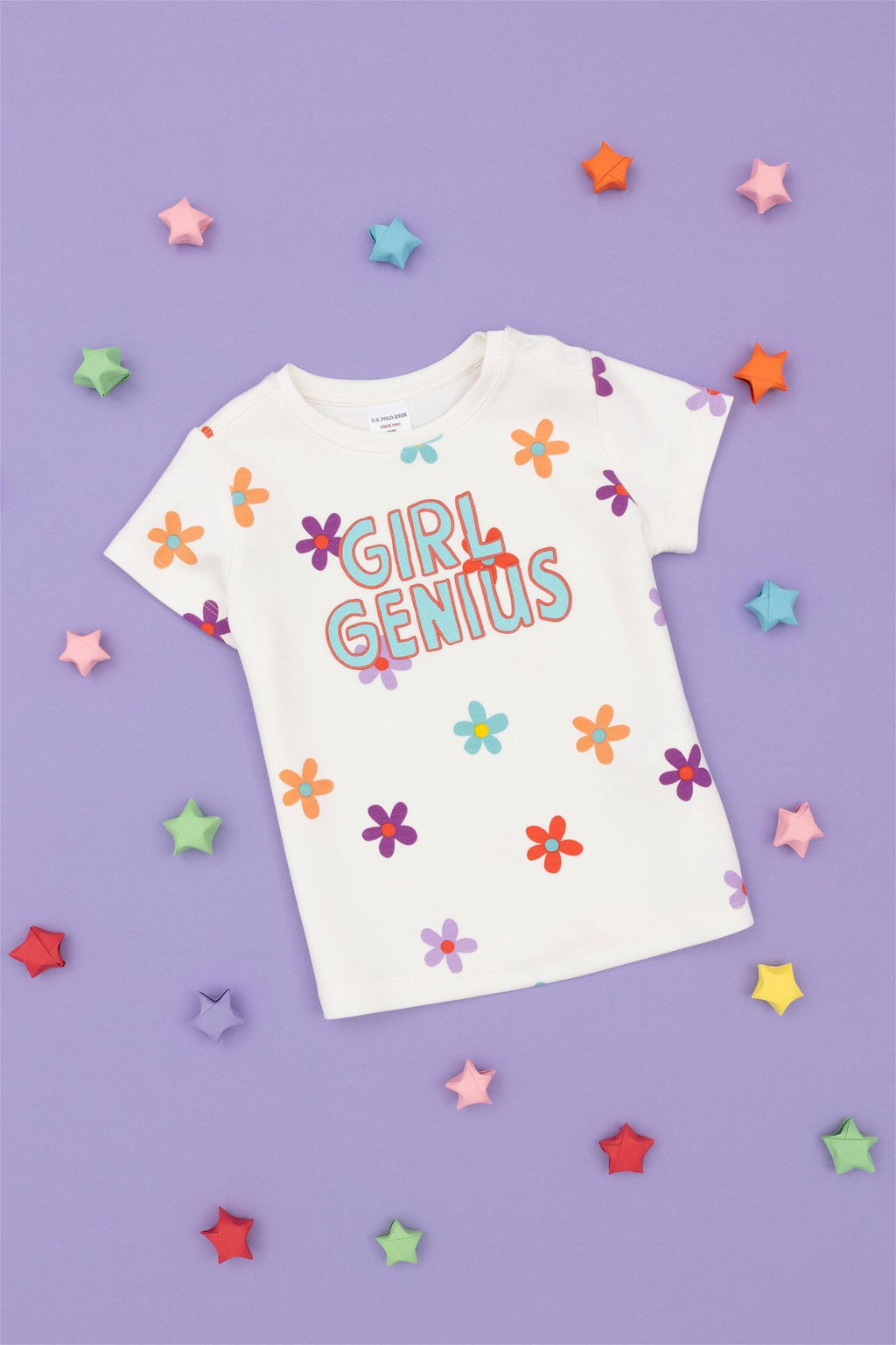 U. S. Polo Assn / Футболка цвета экрю для девочек с круглым вырезом