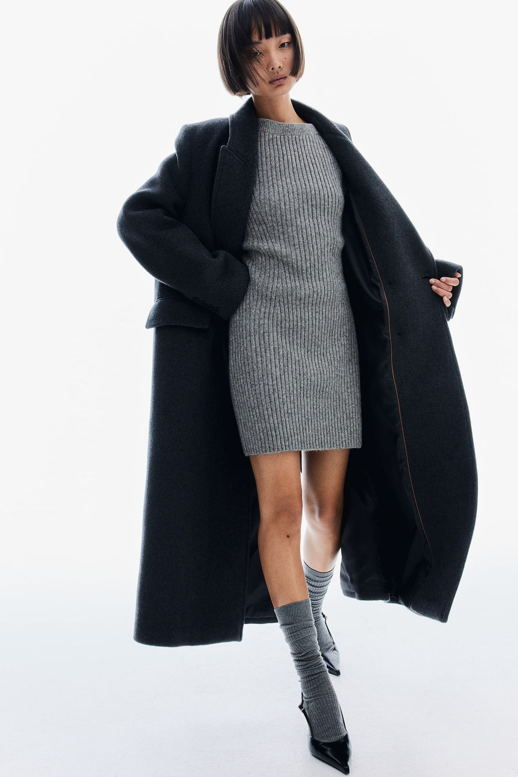 Vestido en punto de canale con escote barco - H&m фото 3