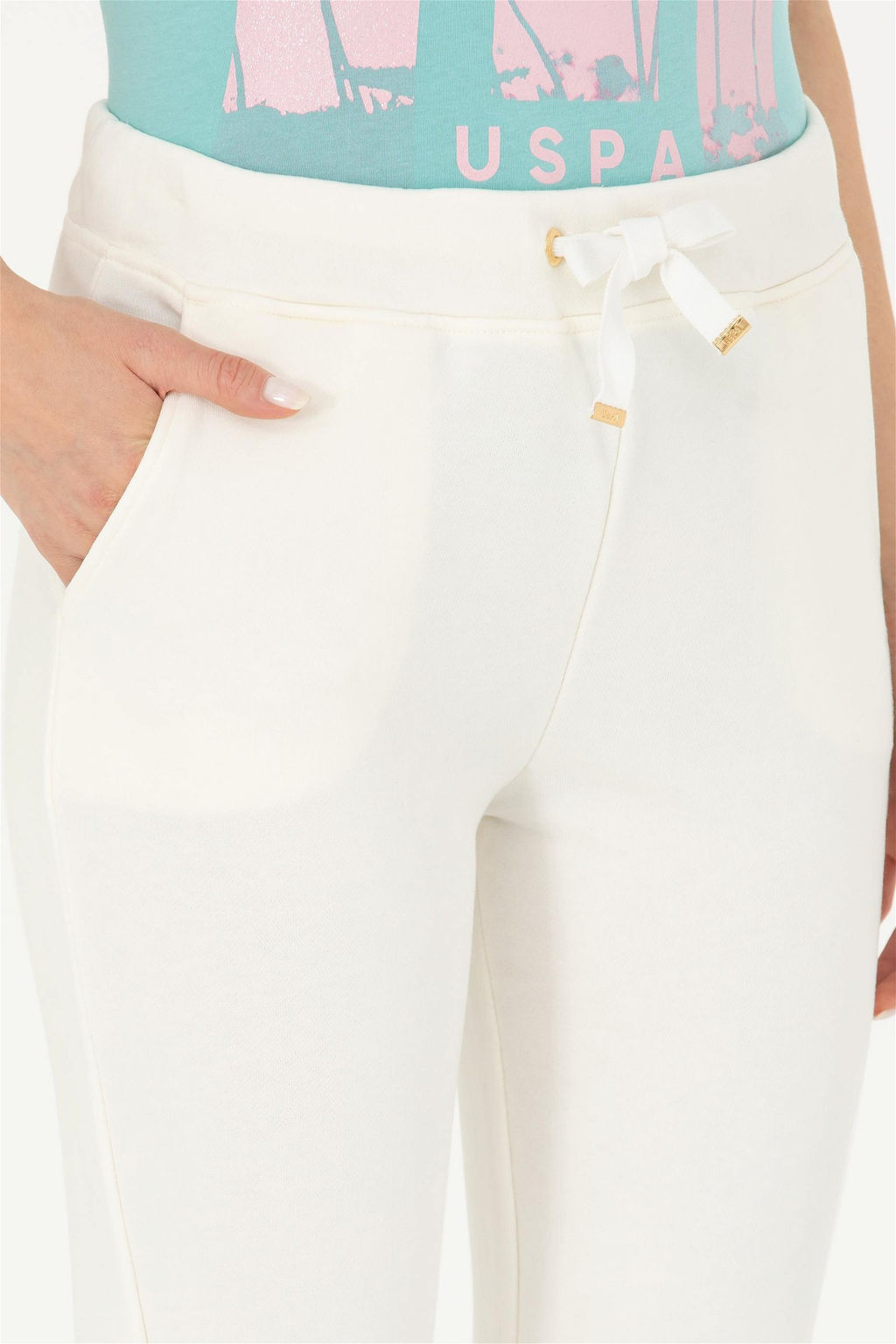 Женские спортивные штаны цвета экрю - U.s. polo assn фото 11