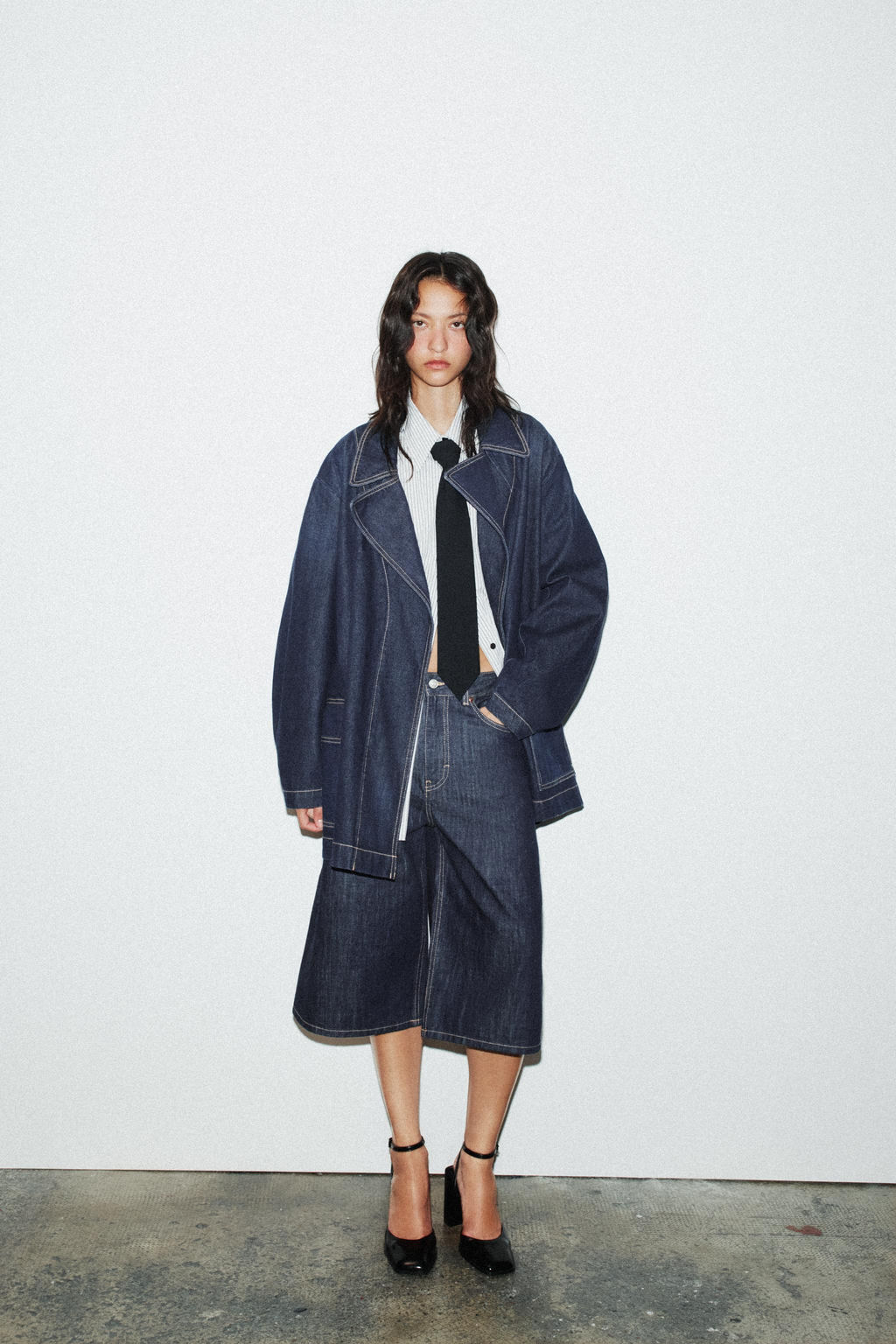 TRF DENIM SHORT TRENCH COAT