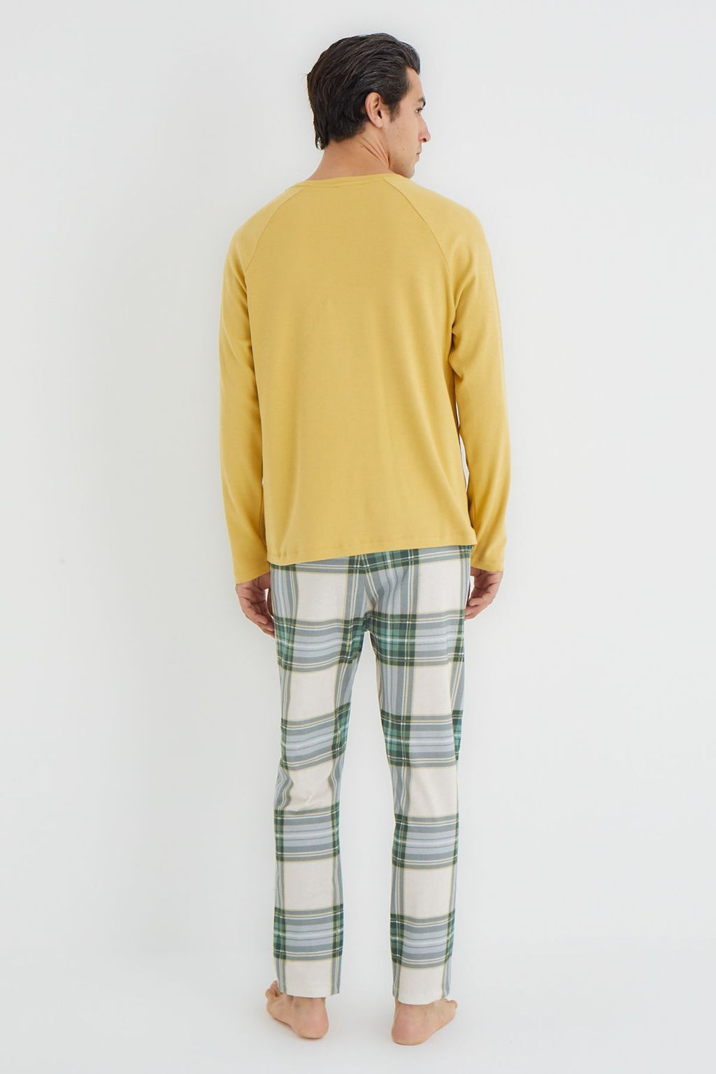 TRENDYOL MAN Sar? Regular Fit Ekose Orme Pijama Tak?m? TMNAW25PT00062 - Trendyolmilla фото 5