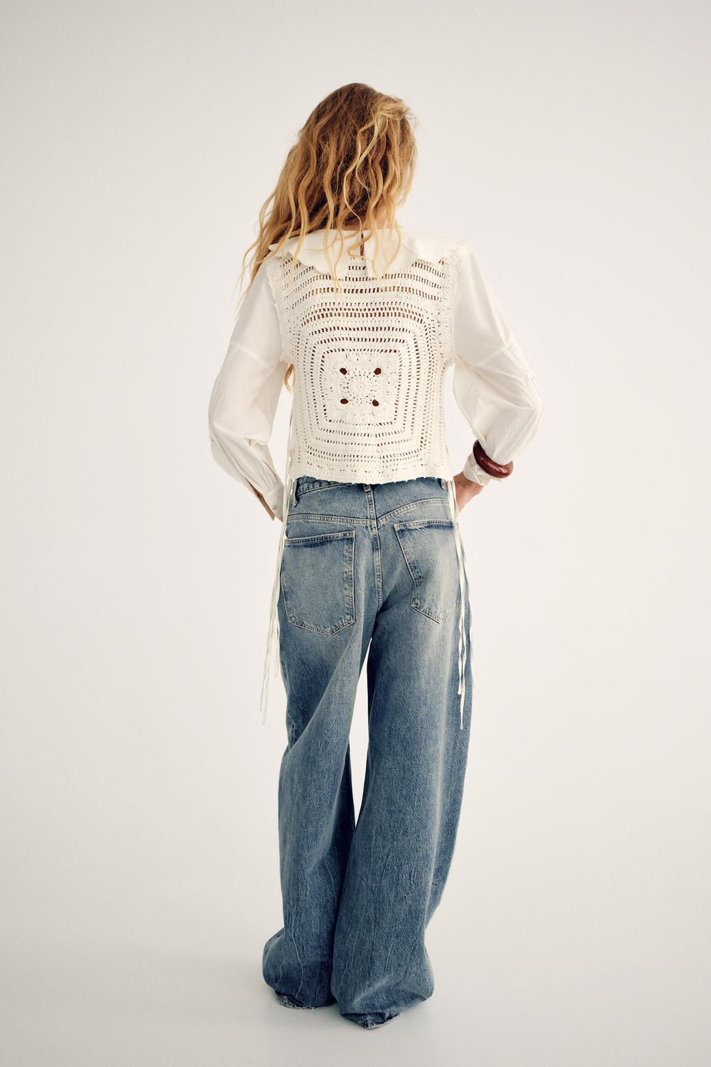 CONTRAST CROCHET BLOUSE - Zara фото 5