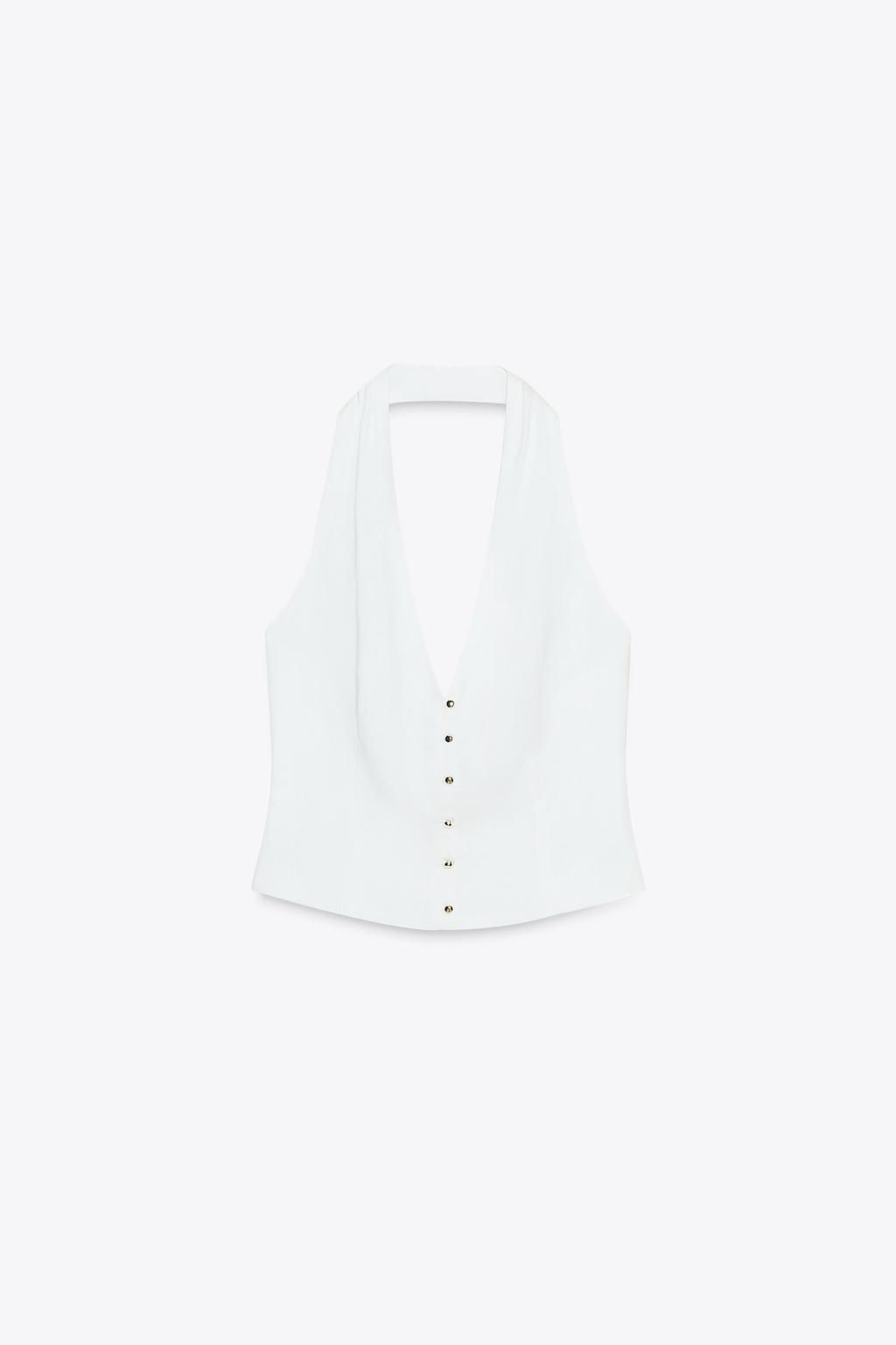 HALTER WAISTCOAT TOP LINEN BLEND - Zara фото 6