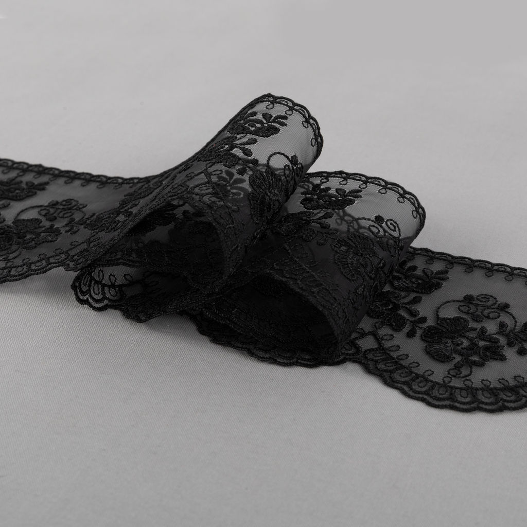 Кружево Gamma органза 84 мм GKM-8401 в пакете 10 м 0.2 Турция TL002BL черный