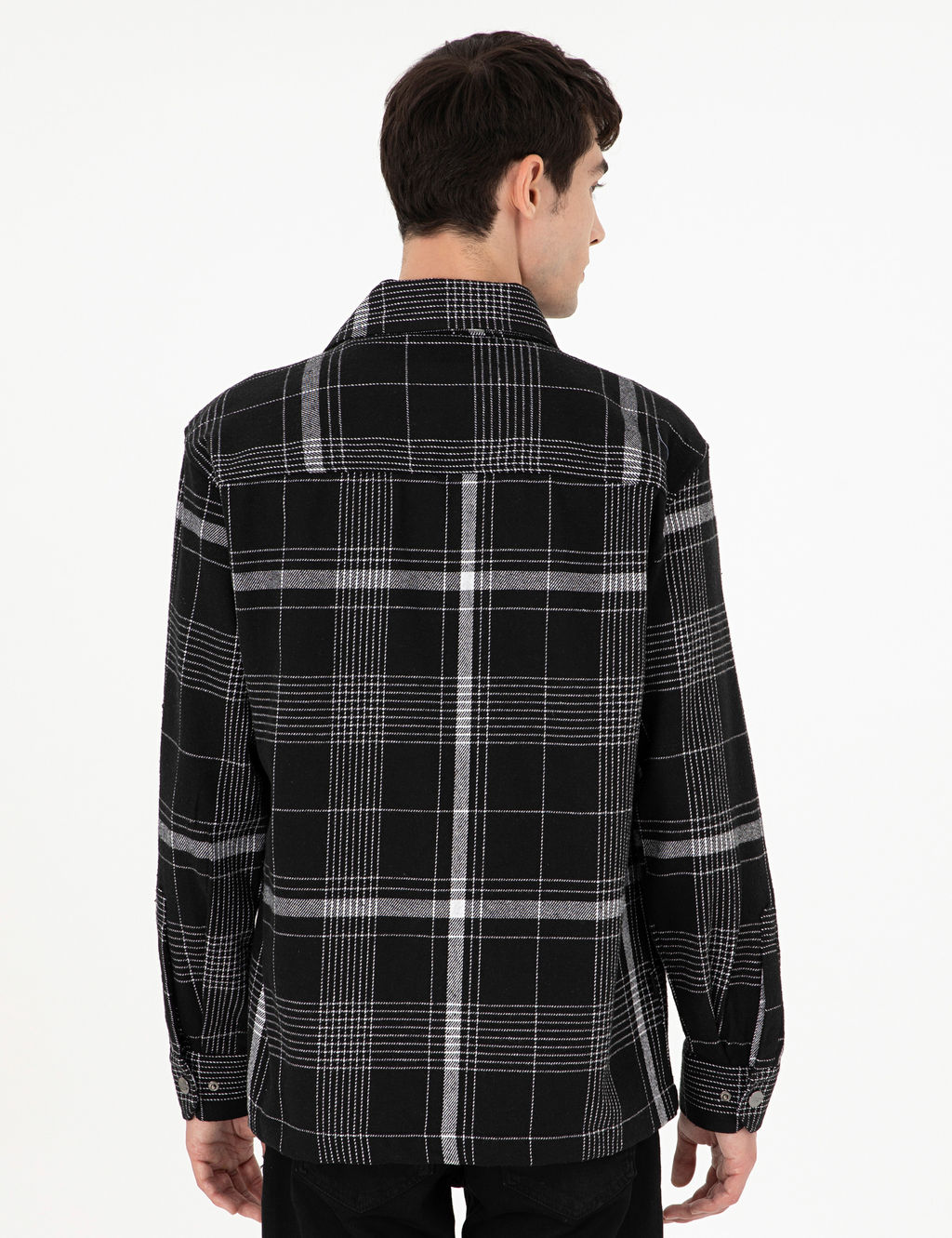 Siyah Comfort Fit Ekose Uzun Kollu G_mlek