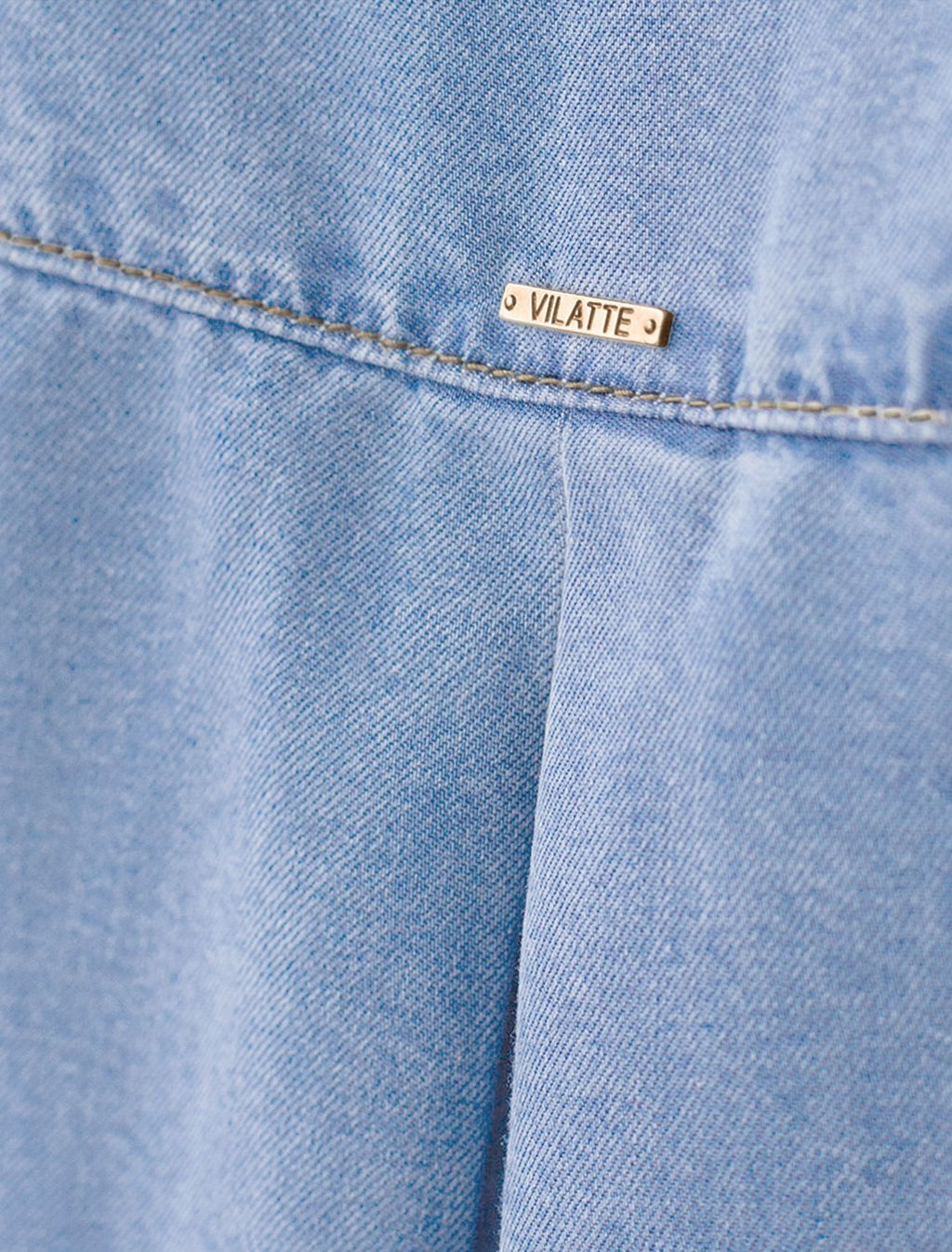 Укороченная блузка с коротким рукавом из джинсового лиоцелла - Vilatte фото 6