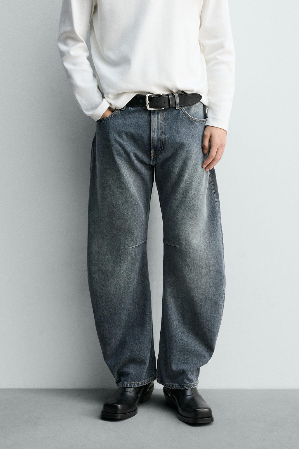 JEANS RELAXED BARREL FIT / Azul / Verde - Zara фото 2