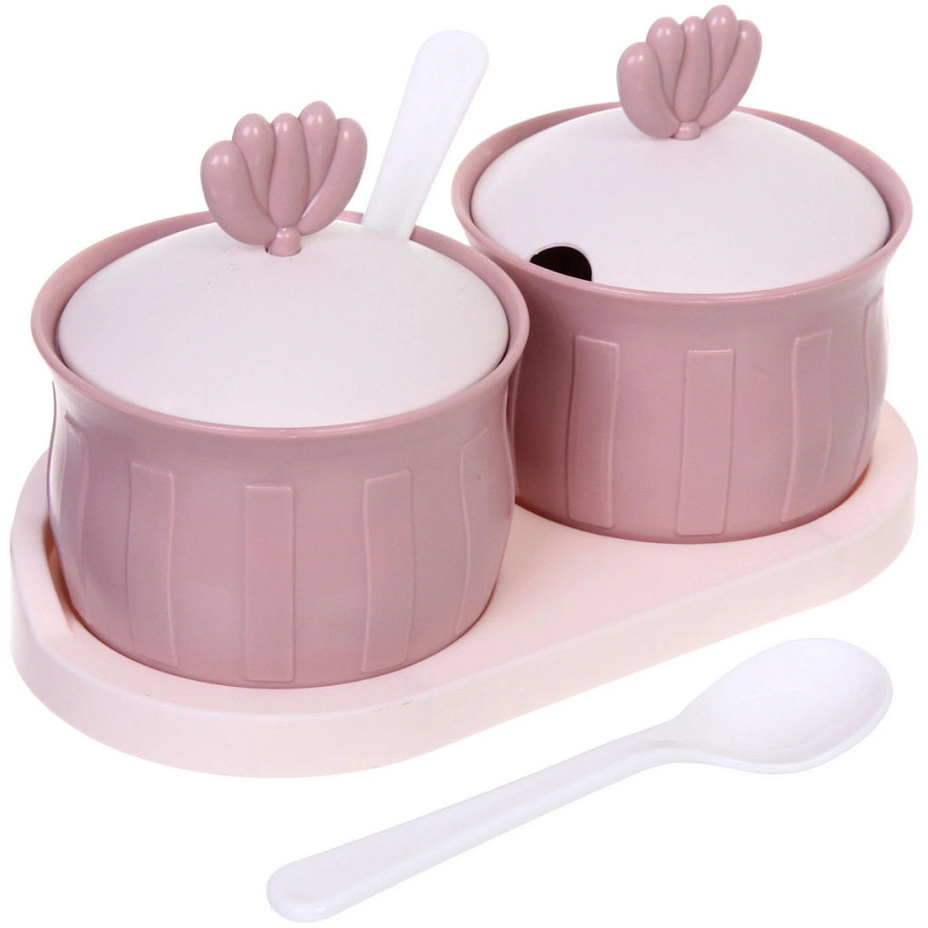 Набор банок для специй SEGRETO" 2шт с ложками 20*10*12см пыльная роза