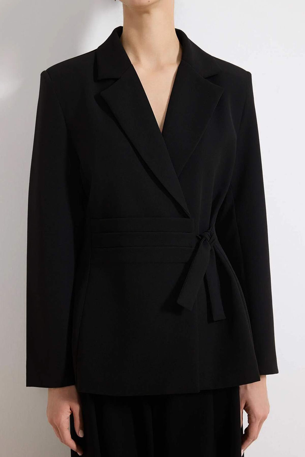 Siyah Kruvaze Kapama Astarl? Fitted Dokuma Blazer Ceket TWOSS26BC00022 - Trendyolmilla фото 7