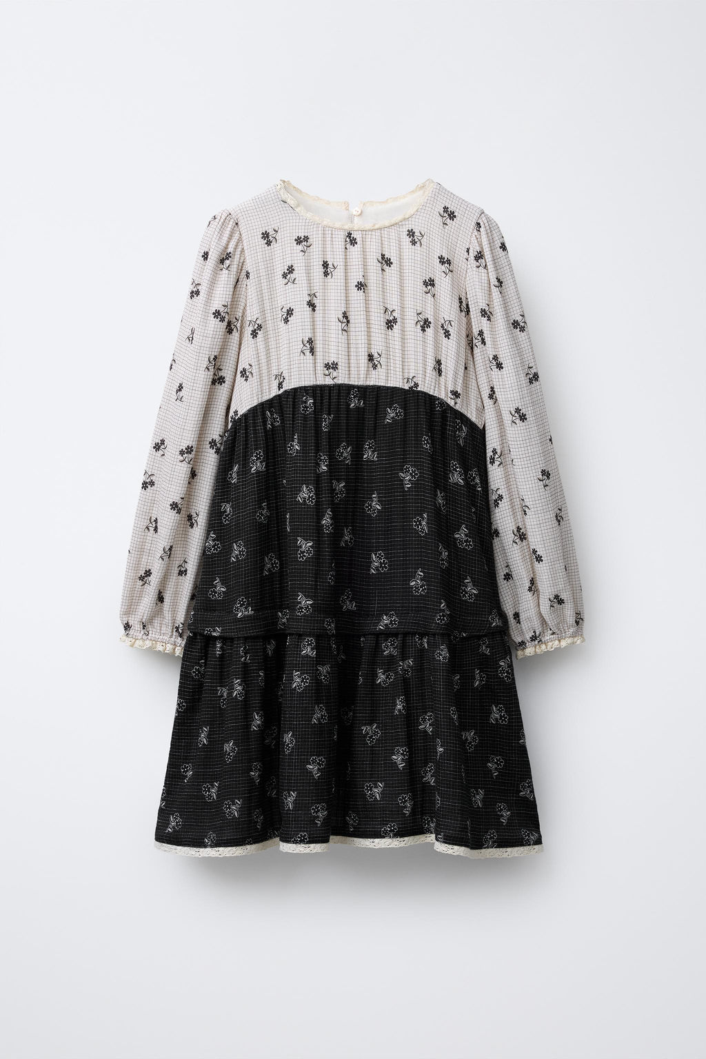CHECK AND FLORAL DRESS