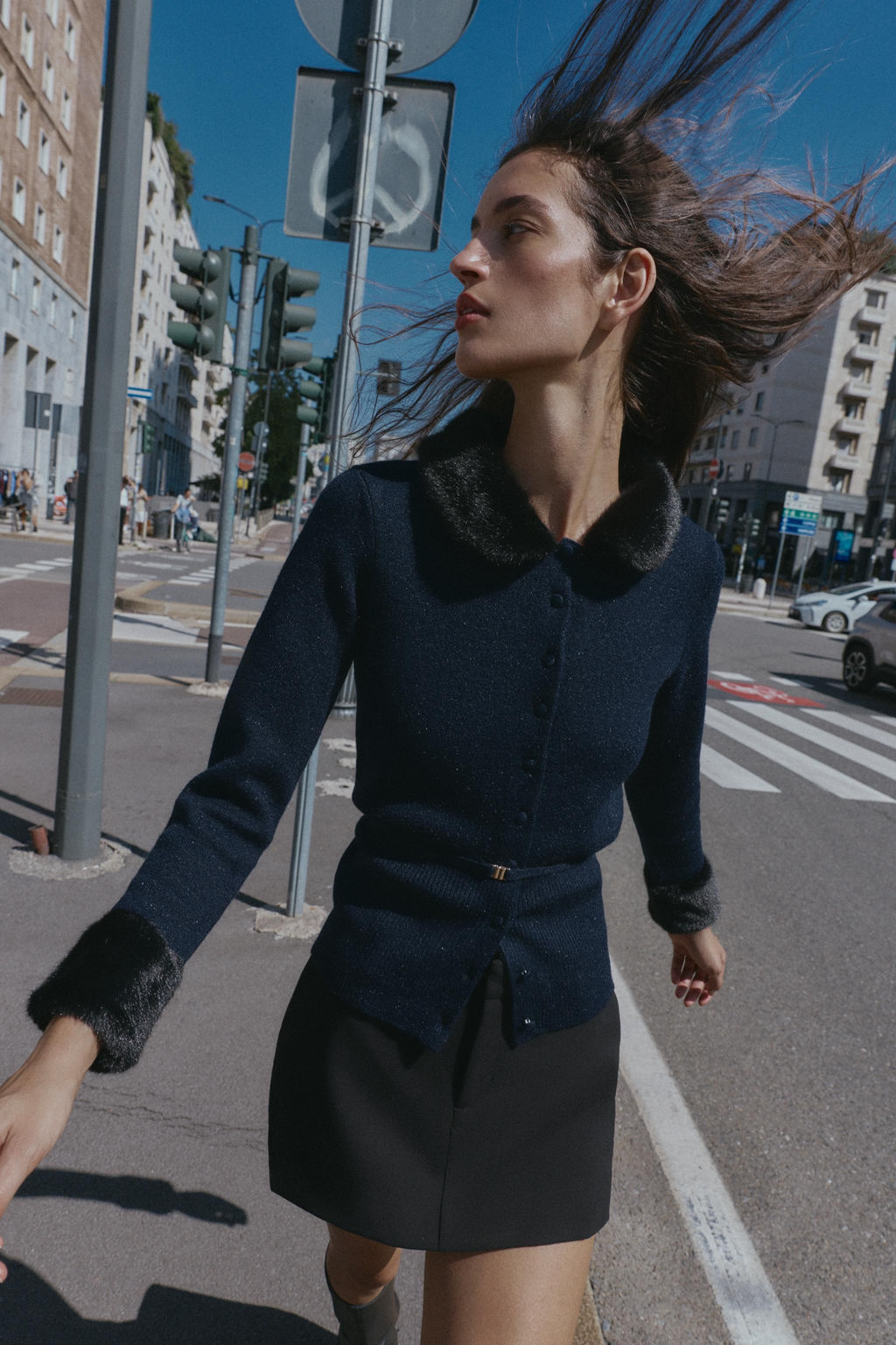 CONTRAST KNIT FAUX FUR CARDINGAN - Zara фото 3