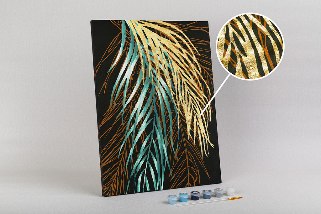 ФРЕЯ PNB/PMPT-225 Набор для раскрашивания по номерам ( с поталью ) 40 х 30 см Пальмовые ветви. Часть 1