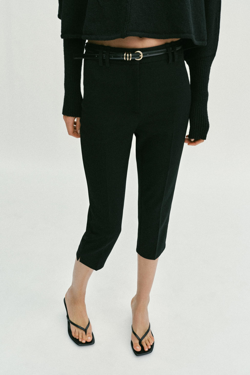 PANTAL?N CAPRI CINTUR?N / Negro - Zara фото 2