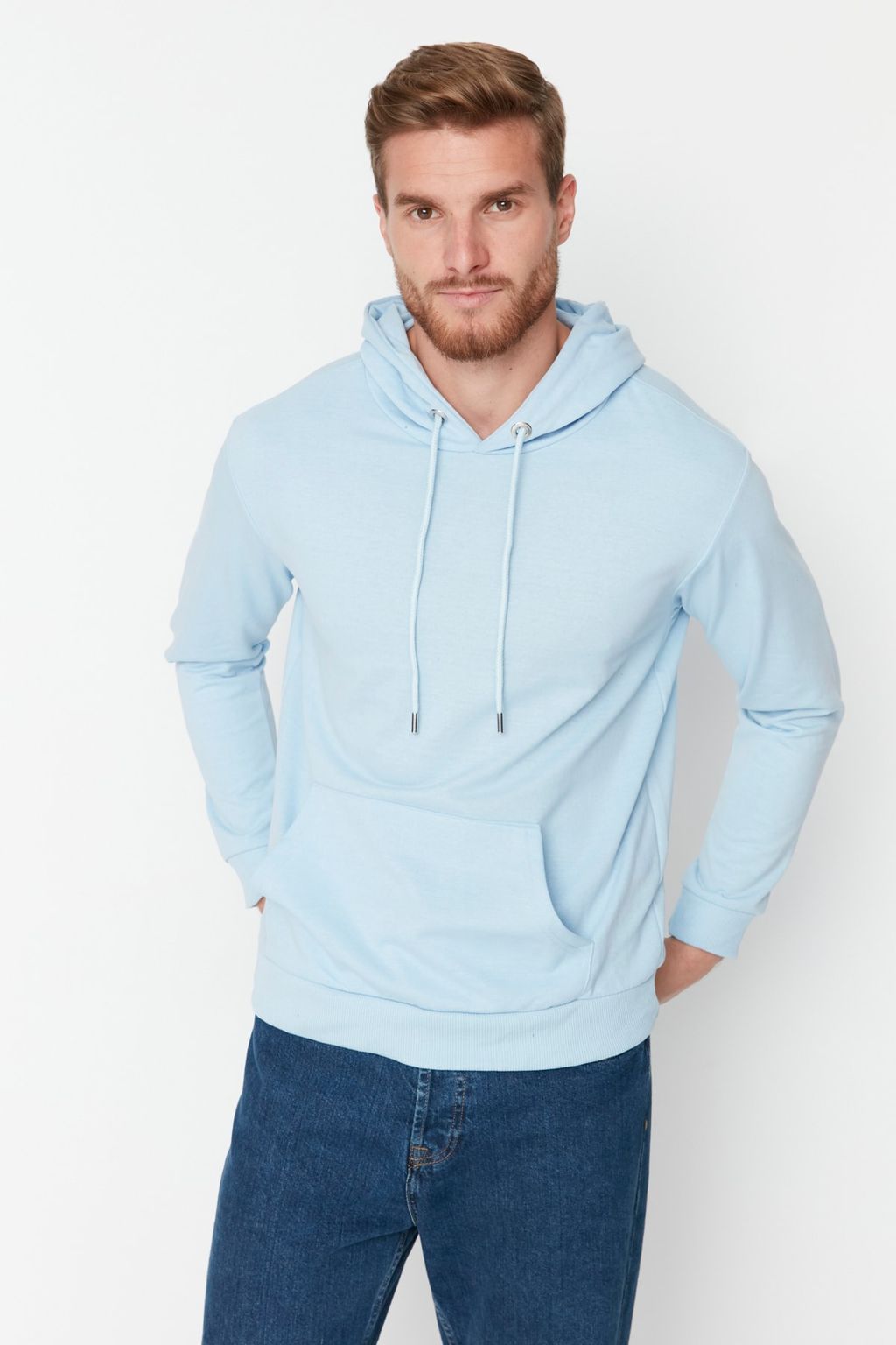 TRENDYOL MAN Mavi Regular/Normal Kesim Kapusonlu Uzun Kollu Sweatshirt TMNAW20SW0162 - Trendyolmilla фото 46