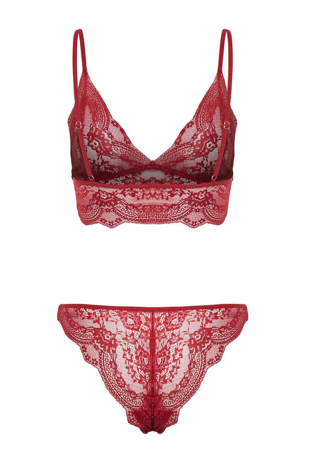 TRENDYOLMILLA Bordo Dantelli Ip Ask?l? Balensiz Kaps?z Orme Ic Camas?r? Tak?m? THMSS24CC00030  фото 13