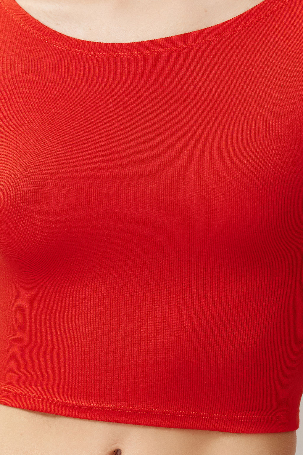 K?rm?z? Bisiklet Yaka Ay Kol Crop Orme Bluz TWOSS24BZ00446