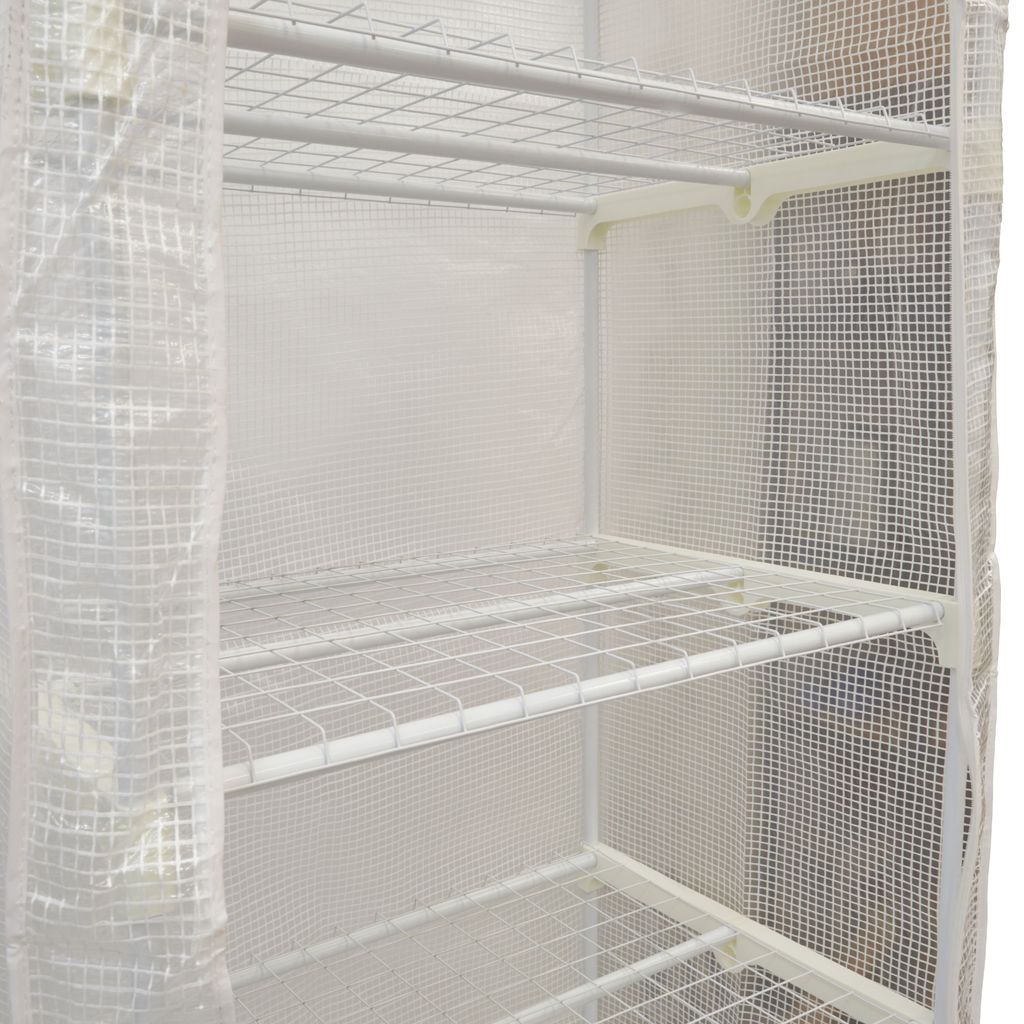 UGH-R30 H190 WHITE/WHITE Парник-стеллаж для рассады, 5 полок, 70x50x190см. Металлическая труба в ПВХ, цвет белый. Тент из армированного полиэтилена 135г/м2, цвет сетки белый. TM ФитоЛето