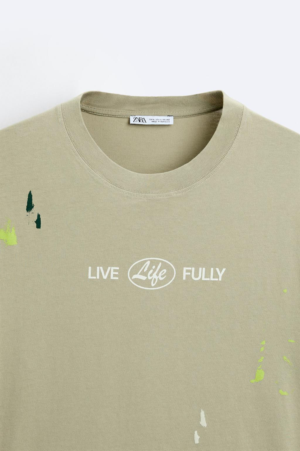 PAINT SPLATTER T-SHIRT WITH SLOGANS - Zara фото 8
