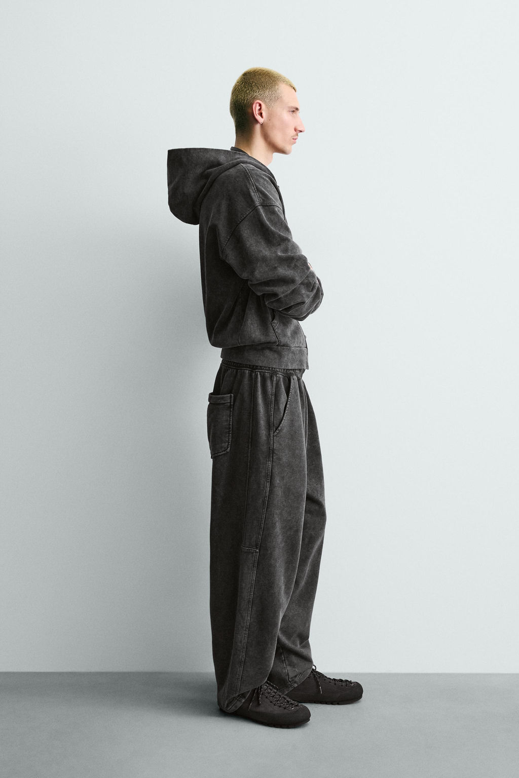 PANTAL?N JOGGER BALLOON FIT LAVADO / Antracita oscuro - Zara фото 4