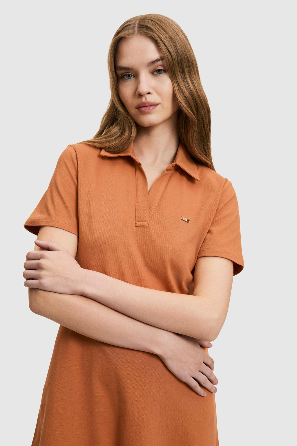 Kad_n G_l Kurusu Polo Yaka _rme Elbise