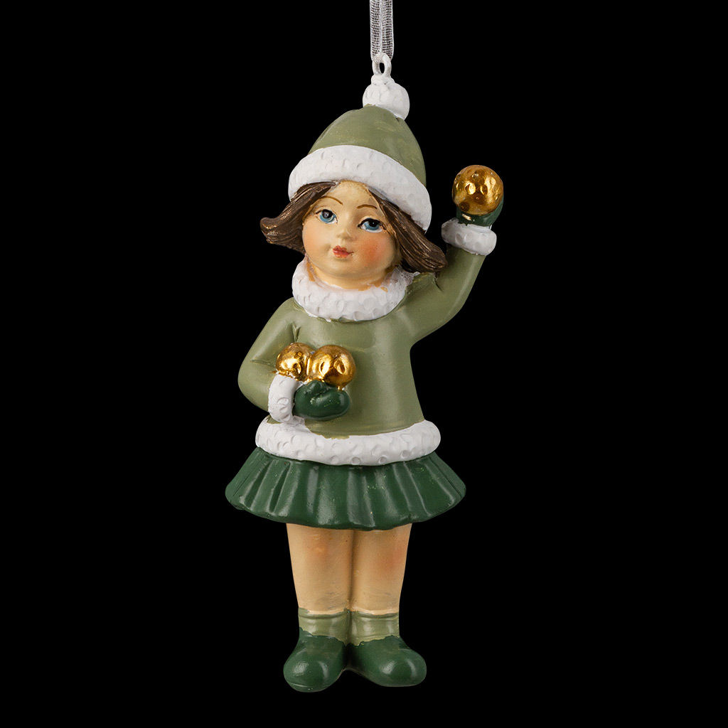 Цена за 12 шт. Украшение ErichKrause Decor Девочка с золотыми снежками 10.5см