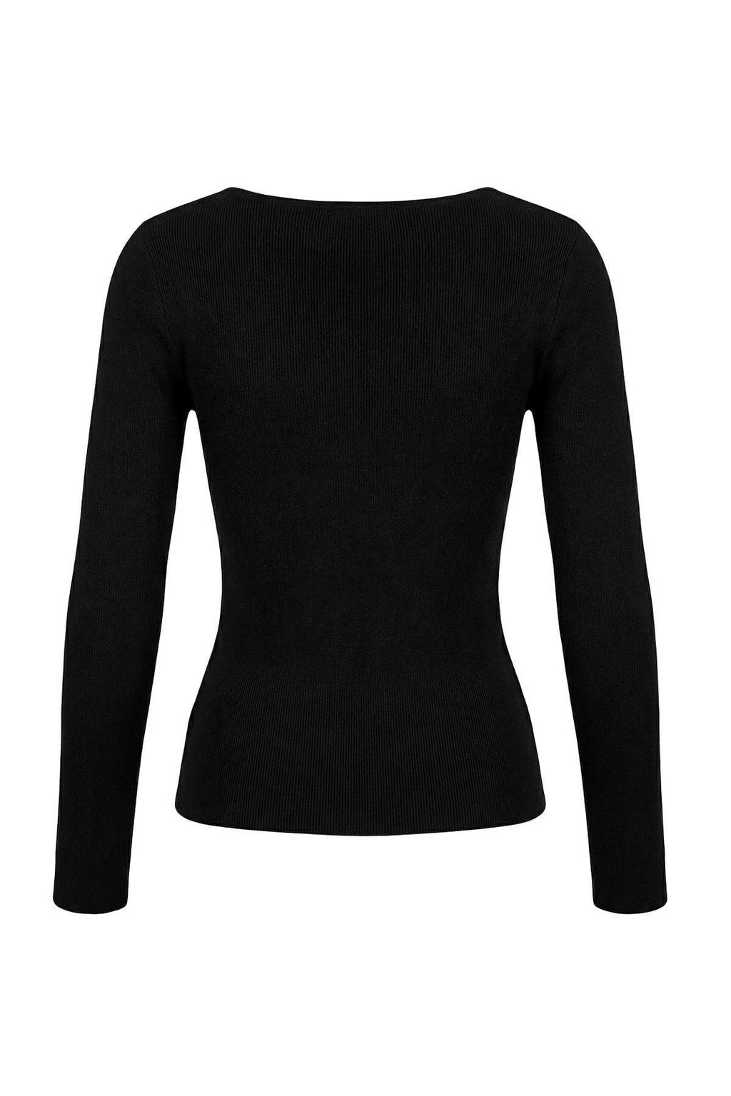 Siyah Yumusak Dokulu Kay?k Yaka Triko Kazak TWOAW26KZ00293 - Trendyolmilla фото 5