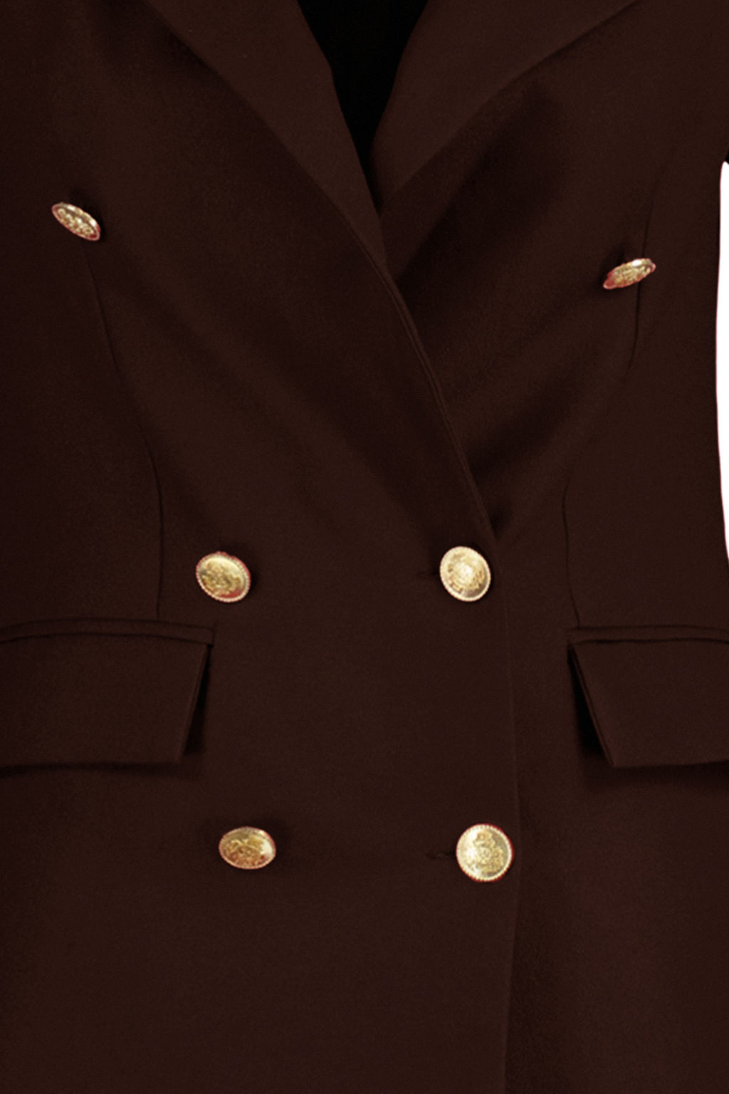 Koyu Kahverengi Astarl? Kruvaze Kapama Dokuma Blazer Ceket TWOSS20CE0024