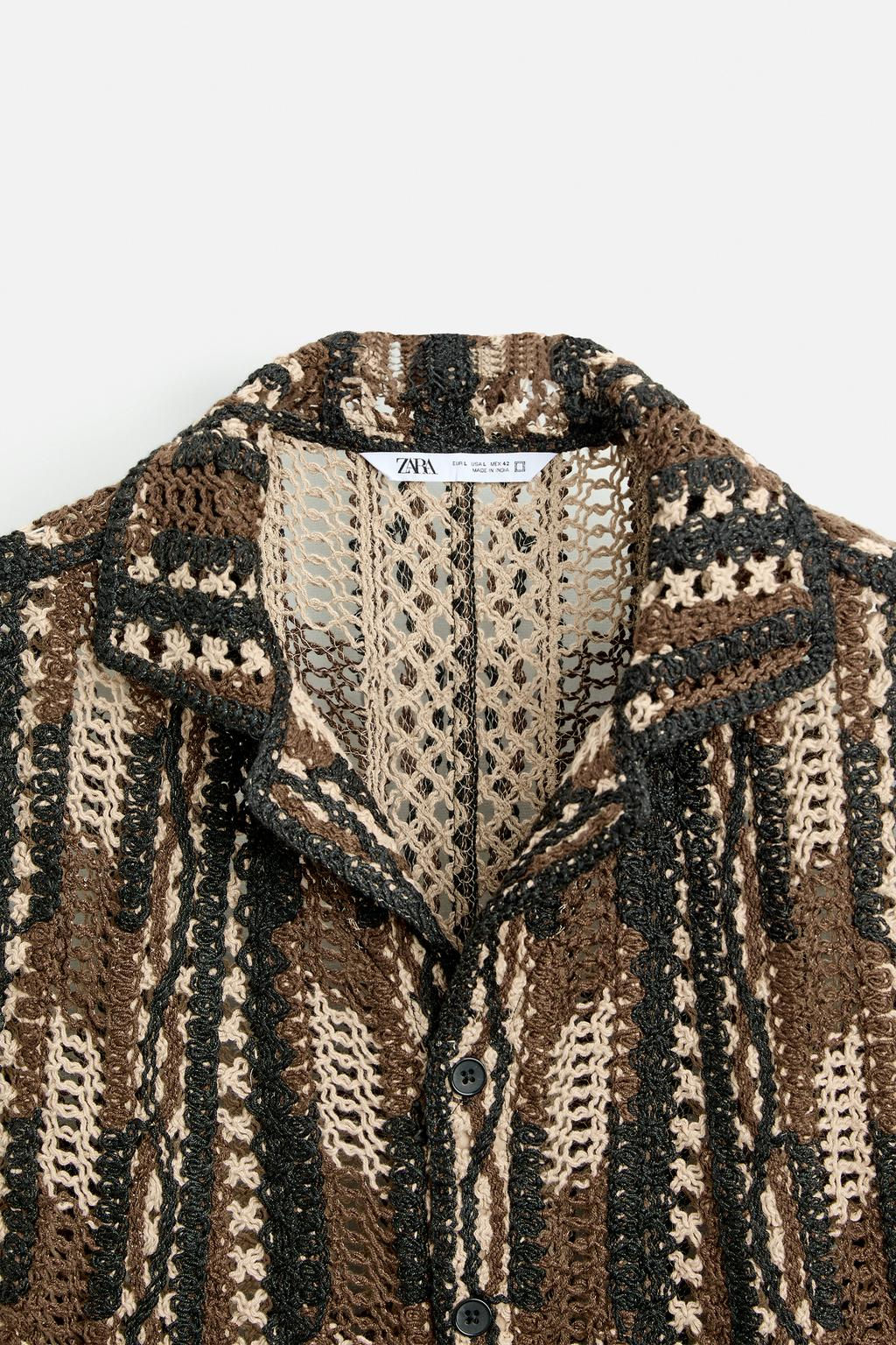 GEOMETRIC CROCHET SHIRT - Zara фото 9