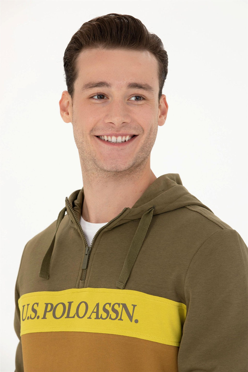 U. S. Polo Assn Мужская толстовка цвета хаки с капюшоном - U.s. polo assn фото 2