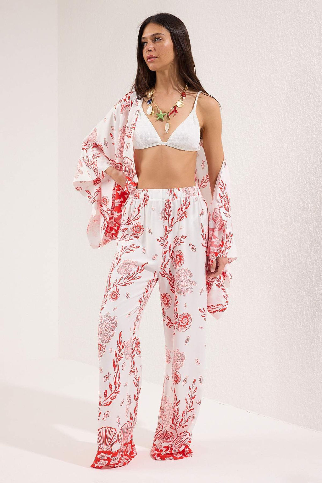 Etnik Desenli Dokuma Plaj Bluz-Pantolon Tak?m TBESS25AU00003 - Trendyolmilla фото 9