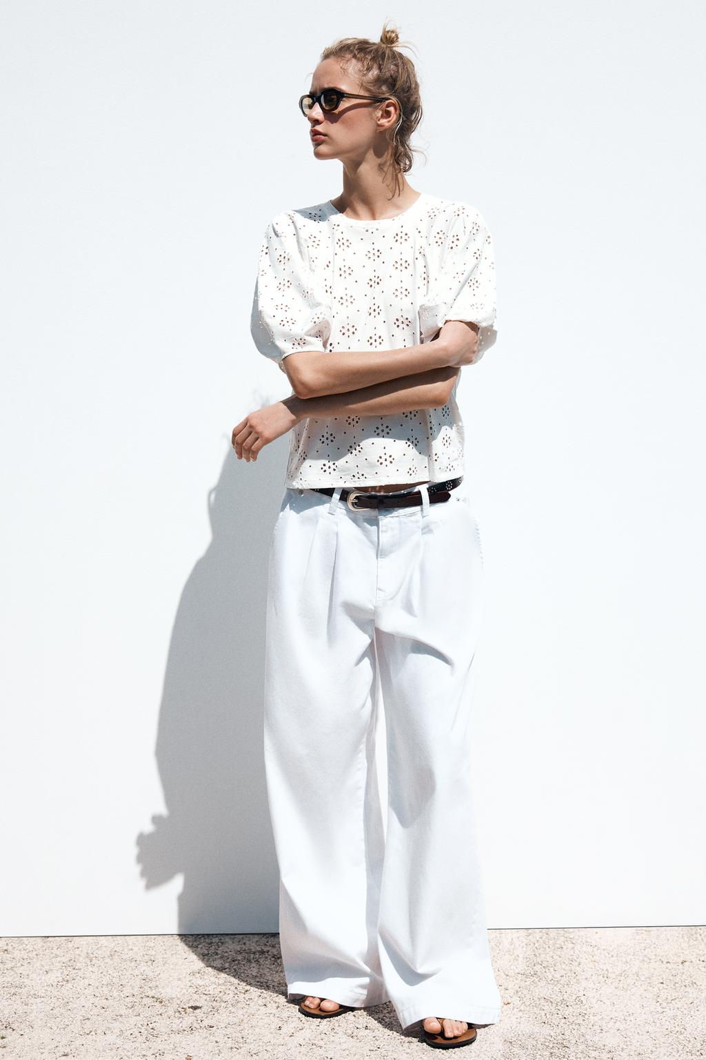 T-SHIRT WITH PERFORATED EMBROIDERY
