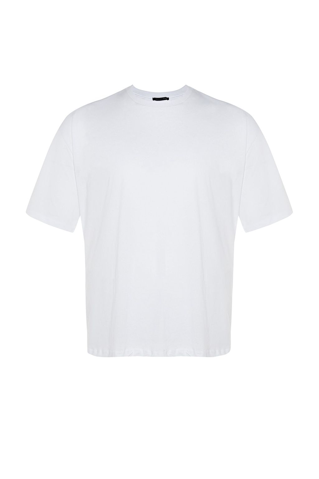 Buyuk Beden Beyaz Oversize Rahat Basic %100 Pamuklu T-Shirt TMNSS23TS00139