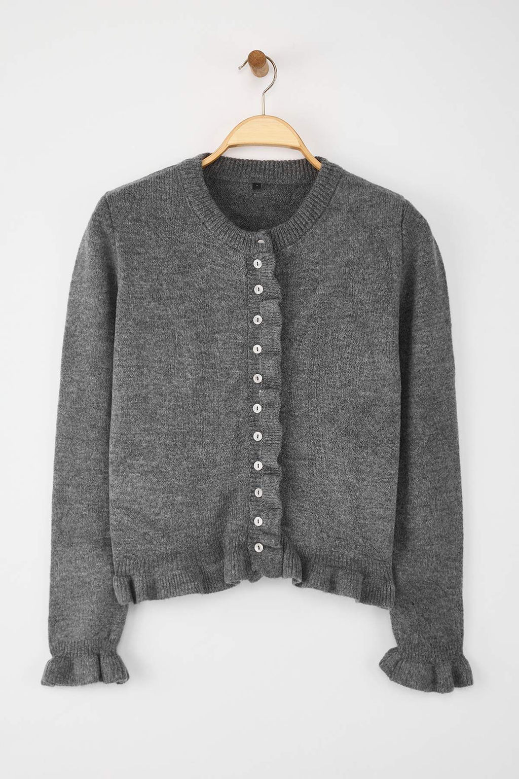 Antrasit Dugme Detayl? Yumusak Dokulu Triko H?rka TWOAW26HI00038