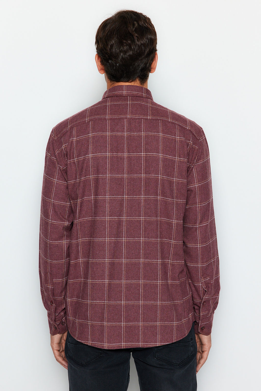 TRENDYOL MAN Bordo Regular Fit Tek Cepli K?sl?k Oduncu Kareli Gomlek TMNAW21GO0422 - Trendyolmilla фото 5