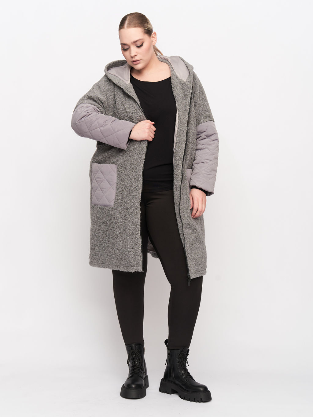 Пальто комбинированное из букле ZPL10533ROL23 - Артесса фото 11