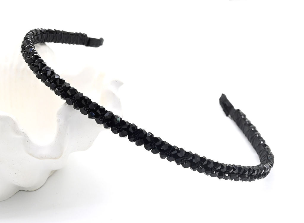 Ободок для волос с цирконом, цвет черный