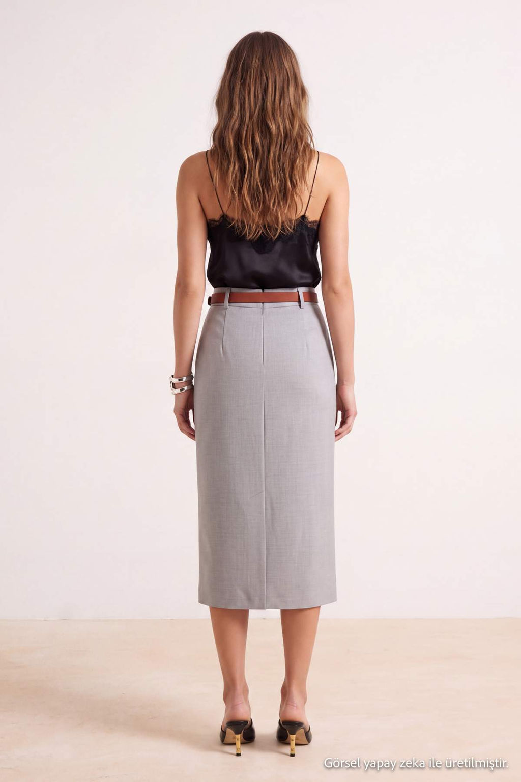 Gri Y_rmat_l_ Midi Kalem Etek TWOSS26ET00252 - Trendyolmilla фото 3