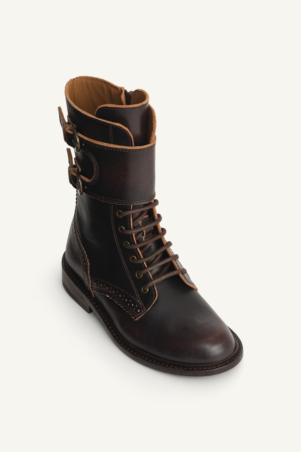 LIMITED EDITION LEATHER LACE-UP BOOTS - Zara фото 6