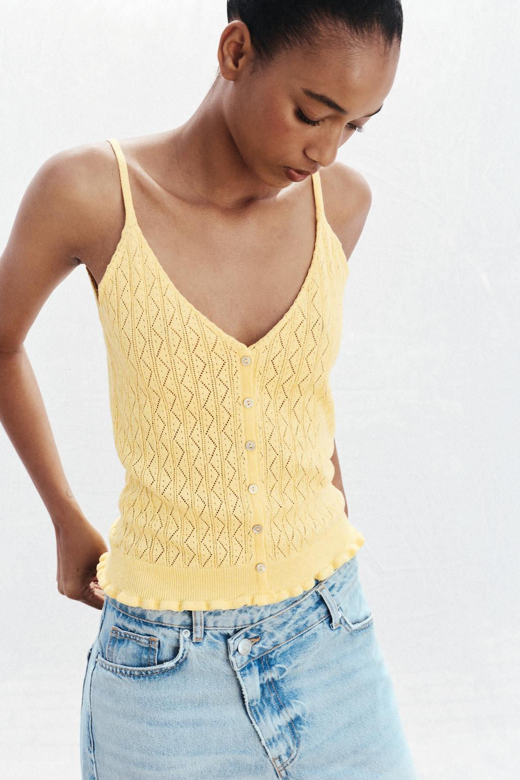 POINTELLE KNIT TOP WITH FRILLS - Zara фото 2
