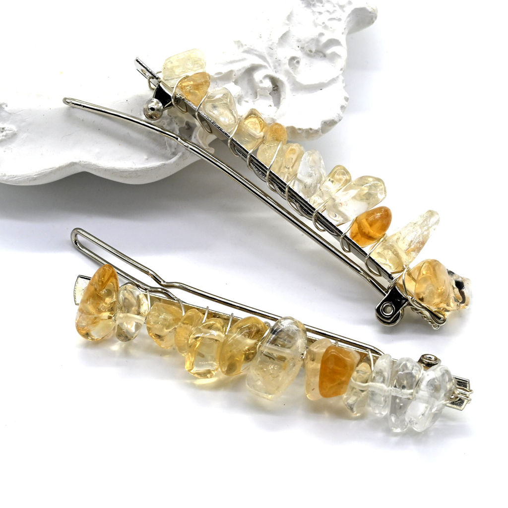 Заколка для волос с натуральным камнем цитрин 6,5*0,8*1,3см - Радуга камня фото 3