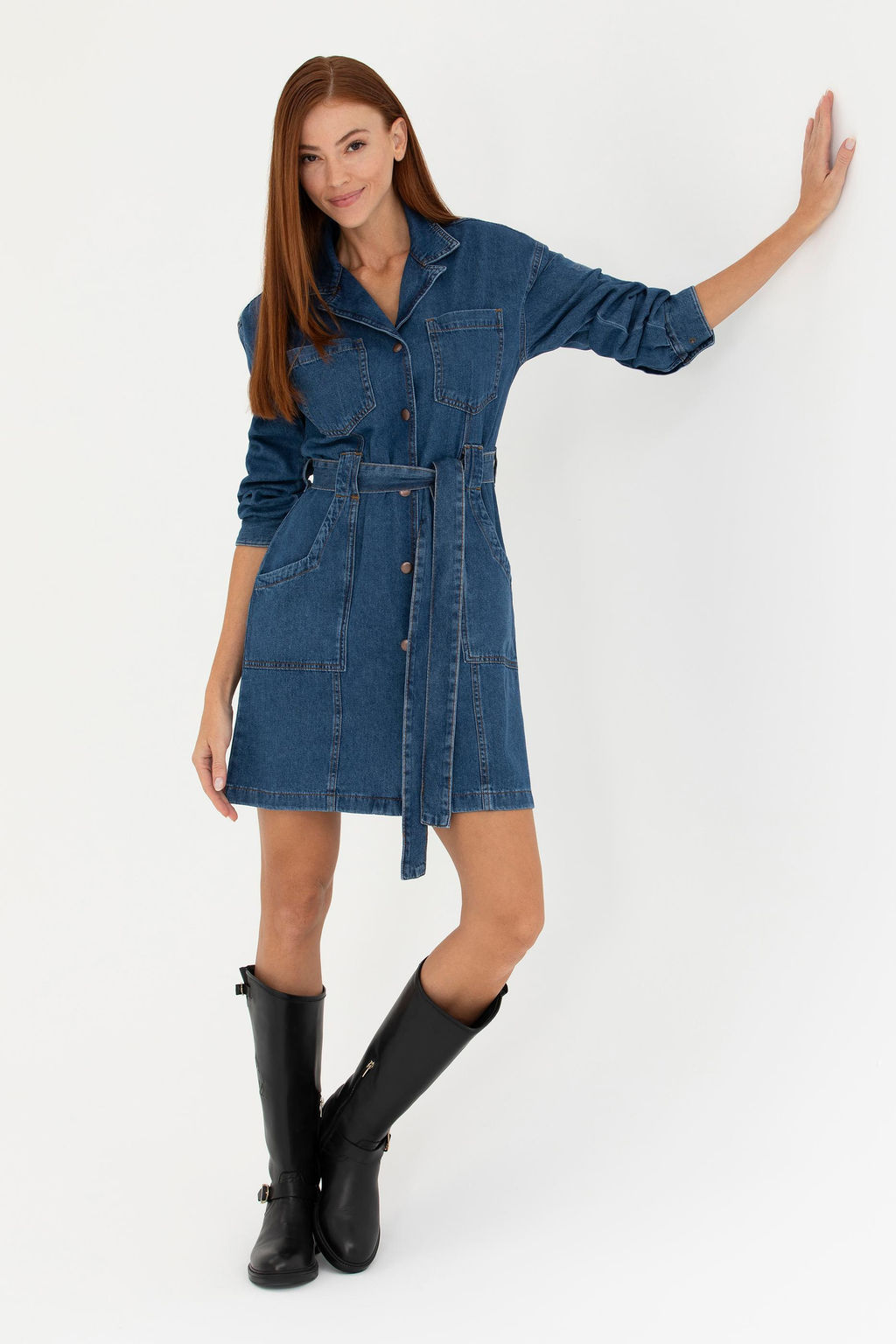 Kad_n Koyu Mavi Jean Elbise